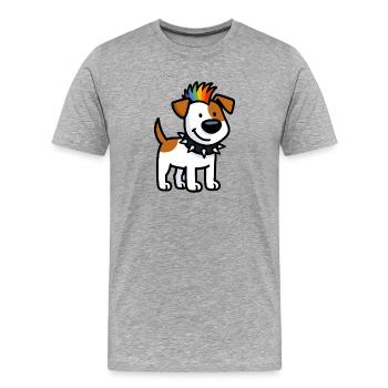 Jack Russell Punker - Männer Premium Bio T-Shirt - Grau meliert - Vorne - Damien (186cm)