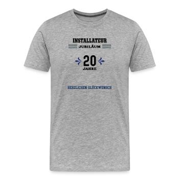 Installateur 20 ans vingt ans vingt ans vingt ans - T-shirt bio Premium Homme - gris chiné - Devant - Damien (186cm)