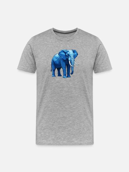 Geometric Blue Elephant - Men's Premium Organic T-Shirt - heather grey