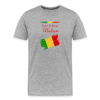 Fier d'être Malien drapeau du Mali - T-shirt bio Premium Homme - gris chiné - Devant - Damien (186cm)