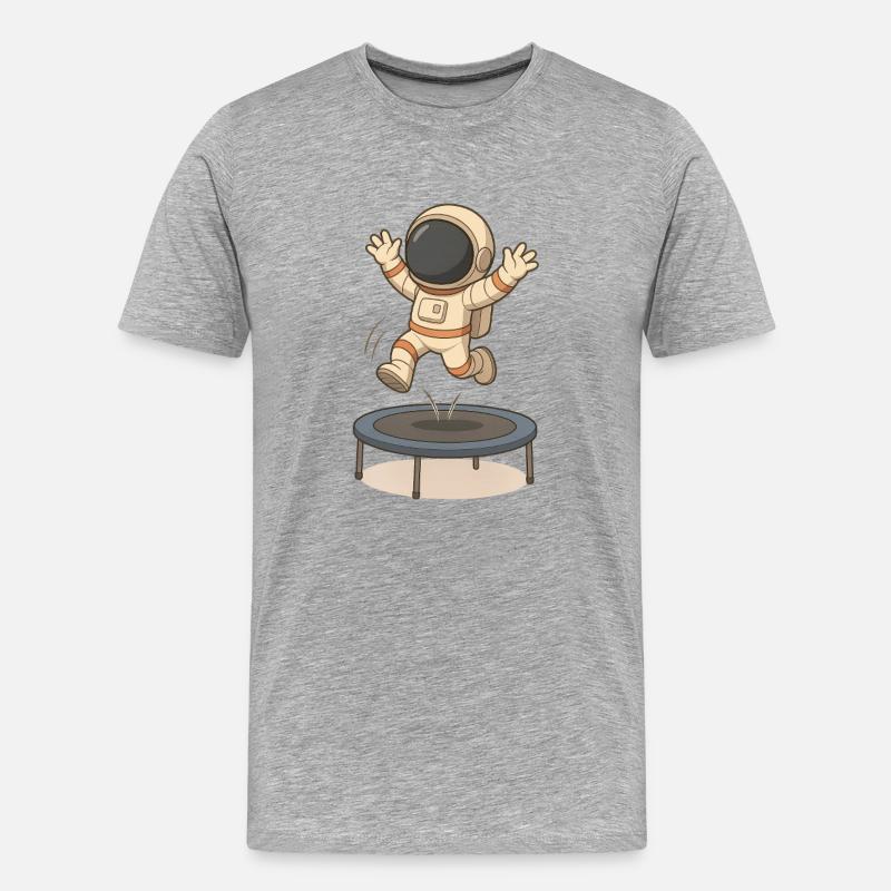 Astronauten-Springtrampolin-T-Shirt - Männer Premium Bio T-Shirt - Grau meliert
