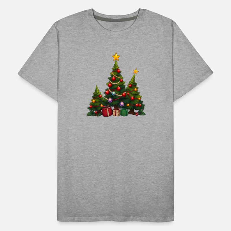 Festive fir trees with gifts Men's Premium Organic T-Shirt