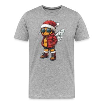 Biene Weihnachten Winter - Männer Premium Bio T-Shirt - Grau meliert - Vorne - Damien (186cm)