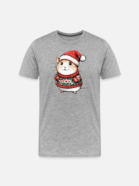 Hamster Christmas Xmas - Men's Premium Organic T-Shirt - heather grey
