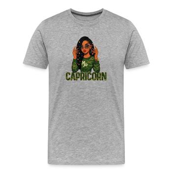 Capricorn Queen – Loc'd Afro Girl Legacy Power - Men's Premium Organic T-Shirt - heather grey - Front - Damien (186cm)
