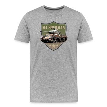 M4 Sherman Panzerwappen - Männer Premium Bio T-Shirt - Grau meliert - Vorne - Damien (186cm)