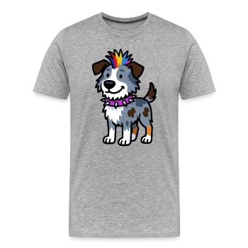  Australian Shepherd Punk Design - Männer Premium Bio T-Shirt - Grau meliert - Vorne - Damien (186cm)