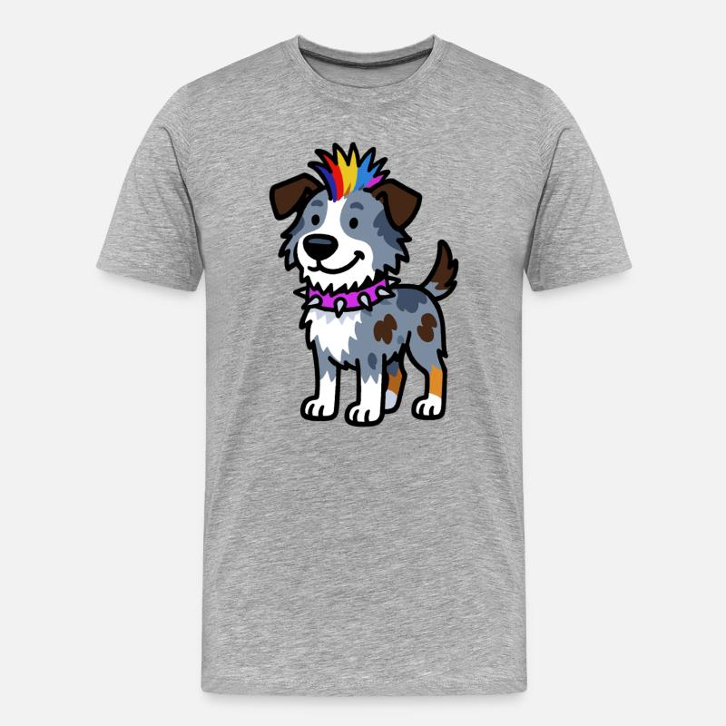 Cooles Australian Shepherd Punk Design - Männer Premium Bio T-Shirt - Grau meliert