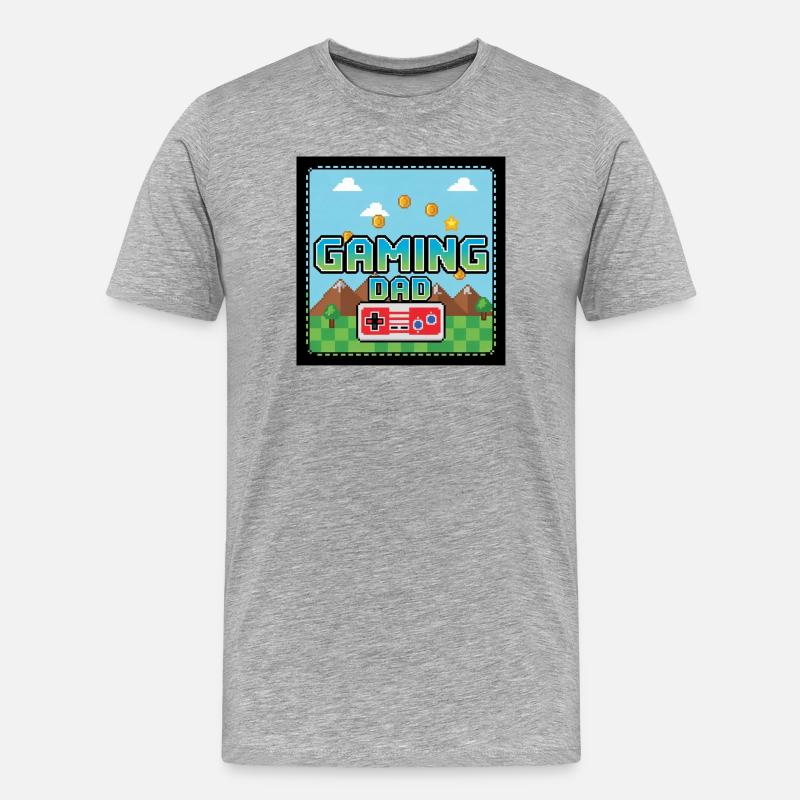 Gaming Dad - Männer Premium Bio T-Shirt - Grau meliert