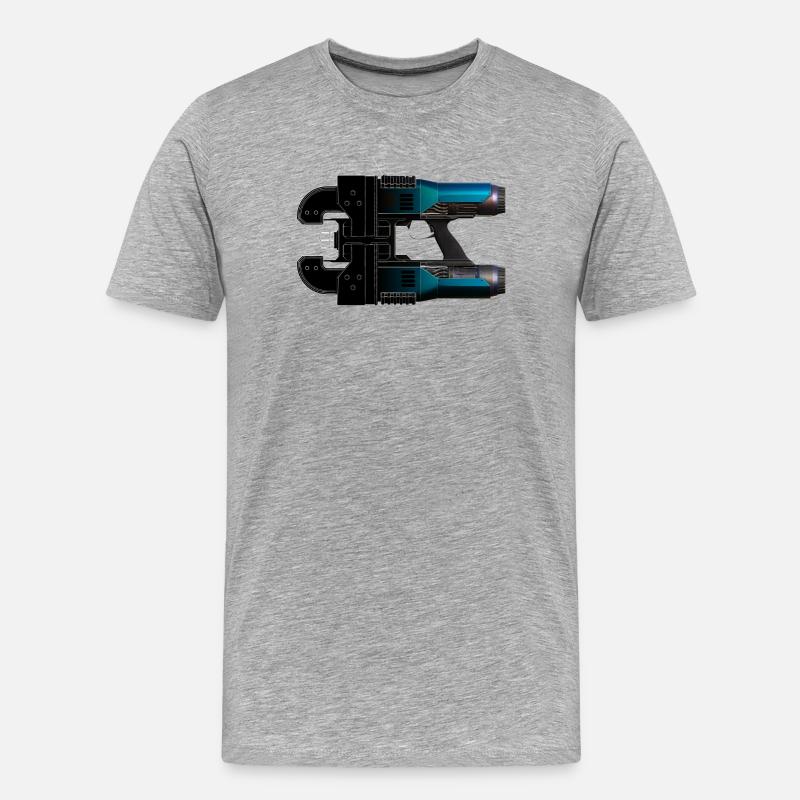 Space Drop Lasercutter - Männer Premium Bio T-Shirt - Grau meliert