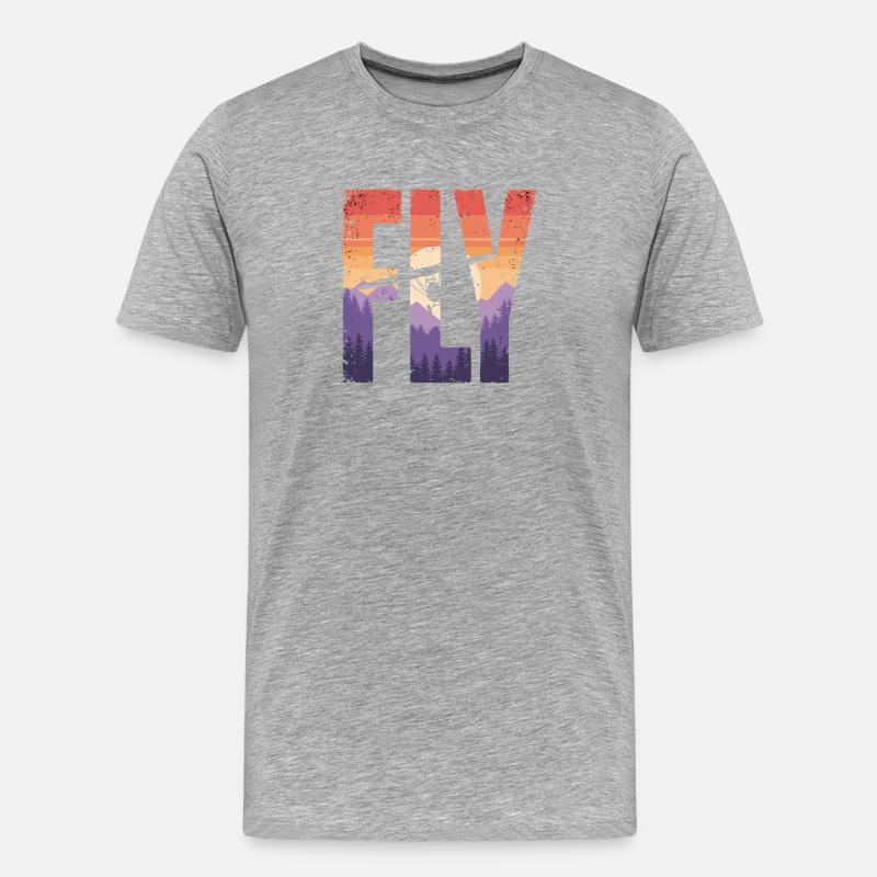 Vol vers le coucher du soleil - T-shirt bio Premium Homme - gris chiné