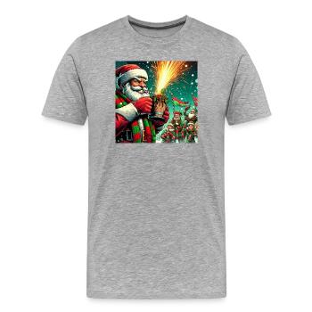 Weihnachtsultras Santa Feuerwerk - Männer Premium Bio T-Shirt - Grau meliert - Vorne - Damien (186cm)