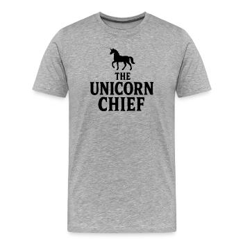 Masculine Unicorn Chief Minimalist Mafia Logo Art - Men's Premium Organic T-Shirt - heather grey - Front - Damien (186cm)