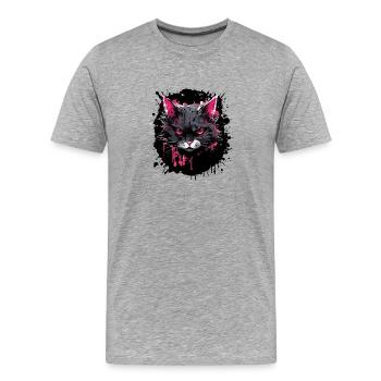 Portrait de chat - T-shirt bio Premium Homme - gris chiné - Devant - Damien (186cm)