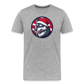 Winter Wolf with Santa Hat - Men's Premium Organic T-Shirt - heather grey - Front - Damien (186cm)