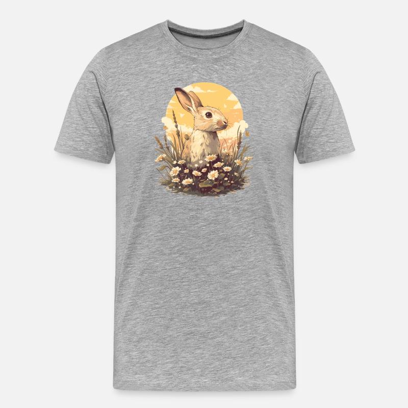 Hasen Hase - Männer Premium Bio T-Shirt - Grau meliert