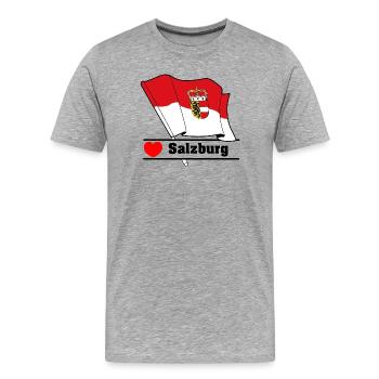Drapeau de Salzbourg avec cœur - T-shirt bio Premium Homme - gris chiné - Devant - Damien (186cm)