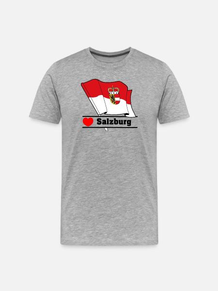 Salzburger Flagge mit Herz - Männer Premium Bio T-Shirt - Grau meliert