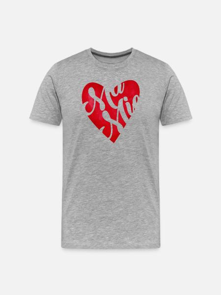 Oma Rotes Herz – Oma-Geschenk - Männer Premium Bio T-Shirt - Grau meliert