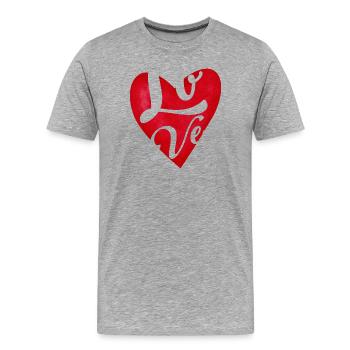 Love Red Heart - Love Gift - Men's Premium Organic T-Shirt - heather grey - Front - Damien (186cm)