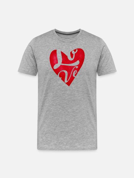 Liebesrotes Herz – Liebesgeschenk - Männer Premium Bio T-Shirt - Grau meliert