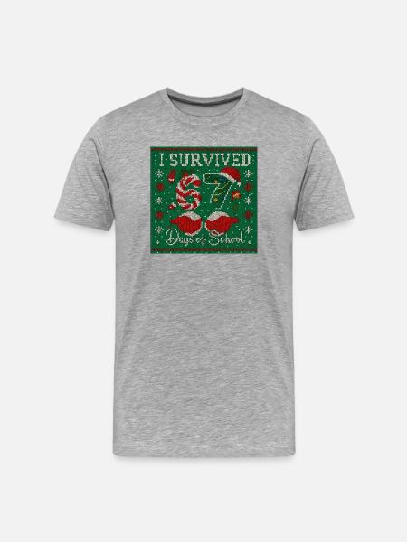 I Survived Days of School Xmas - Men's Premium Organic T-Shirt - heather grey