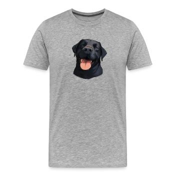 Happy Black Labrador - Dog with Smile - Men's Premium Organic T-Shirt - heather grey - Front - Damien (186cm)