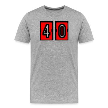 40. 40 ANS. 40e ANNIVERSAIRE. ANNIVERSAIRE 40 ANS. - T-shirt bio Premium Homme - gris chiné - Devant - Damien (186cm)