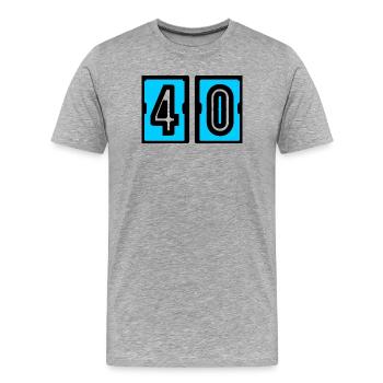 40. 40 ANS. 40e ANNIVERSAIRE. ANNIVERSAIRE 40 ANS. - T-shirt bio Premium Homme - gris chiné - Devant - Damien (186cm)