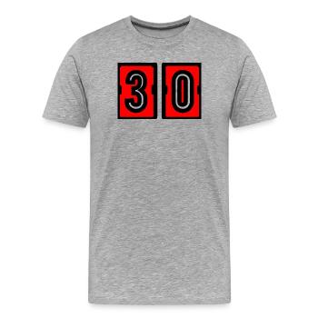 30. 30 YEARS. 30th ANNIVERSARY. 30 YEARS ANNIVERSARY. - Men's Premium Organic T-Shirt - heather grey - Front - Damien (186cm)
