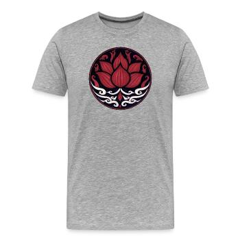 Rote Lotusblüte – Spirituelles Ornament Design - Männer Premium Bio T-Shirt - Grau meliert - Vorne - Damien (186cm)