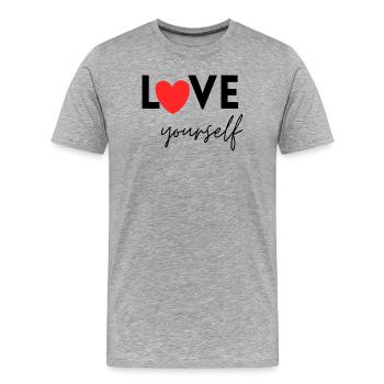 Aimez-vous – Amour de soi, positivité, amour de soi - T-shirt bio Premium Homme - gris chiné - Devant - Damien (186cm)