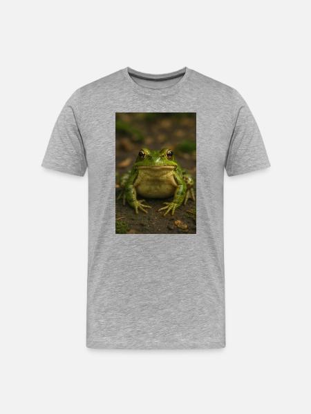 Green Frog Close Up Nature - Men's Premium Organic T-Shirt - heather grey