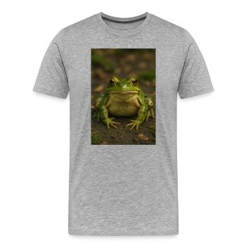 Green frog in focus - Men's Premium Organic T-Shirt - heather grey - Front - Damien (186cm)