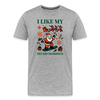 Christmas Santa on Snowboard - Men's Premium Organic T-Shirt - heather grey - Front - Damien (186cm)