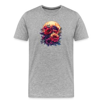 Mondlicht Blütenbouquet - Männer Premium Bio T-Shirt - Grau meliert - Vorne - Damien (186cm)