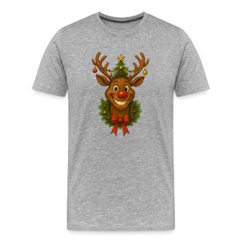Rudolph das Rentier - Männer Premium Bio T-Shirt - Grau meliert - Vorne - Damien (186cm)