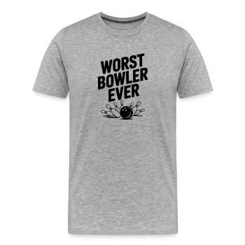 Pire joueur de tous les temps - T-shirt bio Premium Homme - gris chiné - Devant - Damien (186cm)