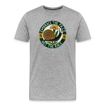 Embrace Slow Pace Snail - Men's Premium Organic T-Shirt - heather grey - Front - Damien (186cm)