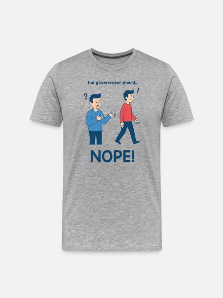 Karikatur: Regierung ablehnen - Männer Premium Bio T-Shirt - Grau meliert