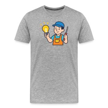 Artisan avec ampoule et tournevis - T-shirt bio Premium Homme - gris chiné - Devant - Damien (186cm)