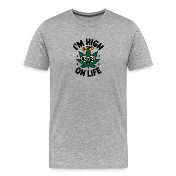 I'm high on Life - Funny Cannabis Memes - Men's Premium Organic T-Shirt - heather grey - Front - Damien (186cm)