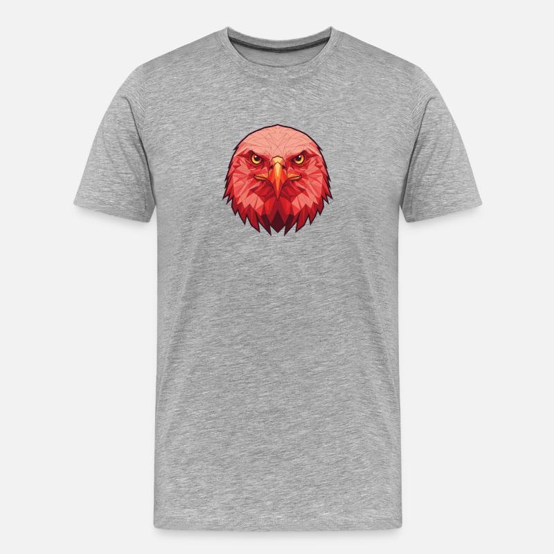 Roter Adler Lowpoly Portrait - Männer Premium Bio T-Shirt - Grau meliert