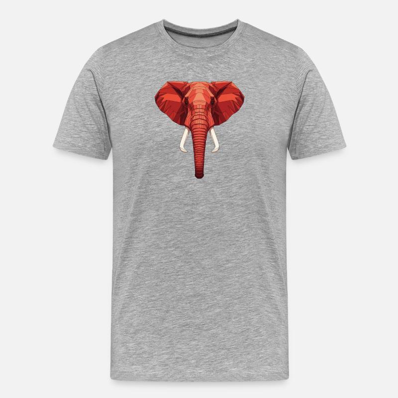 Roter Geometrischer Elefantenkopf - Männer Premium Bio T-Shirt - Grau meliert
