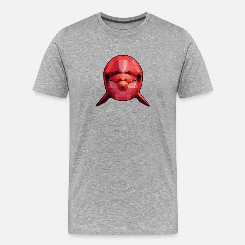Roter Polygonfisch Geometrische Kunst - Männer Premium Bio T-Shirt - Grau meliert
