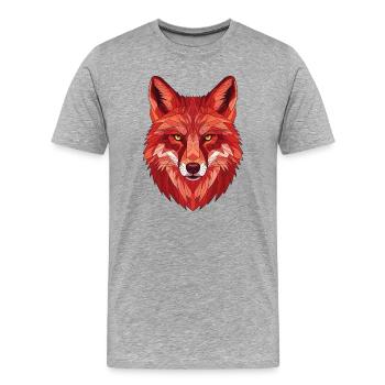 Polygonaler Fuchs Kopf - Männer Premium Bio T-Shirt - Grau meliert - Vorne - Damien (186cm)