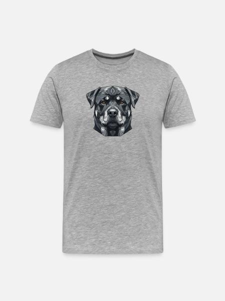 Geometric Dog Face - Men's Premium Organic T-Shirt - heather grey