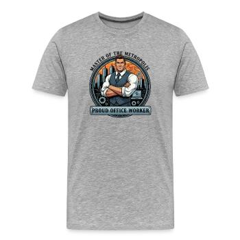 Meister der Metropole – Büroheld - Männer Premium Bio T-Shirt - Grau meliert - Vorne - Damien (186cm)