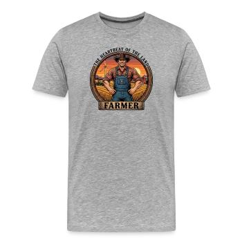 Herz der Erde: Der Bauer Stolzer Farmer - Männer Premium Bio T-Shirt - Grau meliert - Vorne - Damien (186cm)