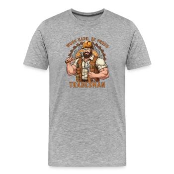 Stolzer Handwerker, Zeig Dein Können Im Handwerk - Männer Premium Bio T-Shirt - Grau meliert - Vorne - Damien (186cm)